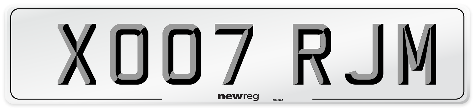 XO07 RJM Number Plate from New Reg